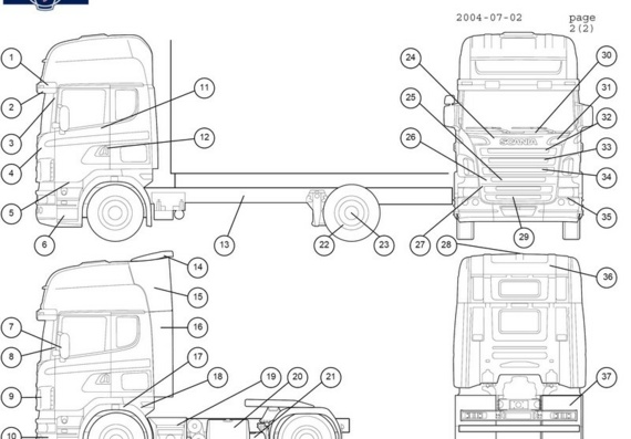 Scania CR19 Topline truck drawings (figures)